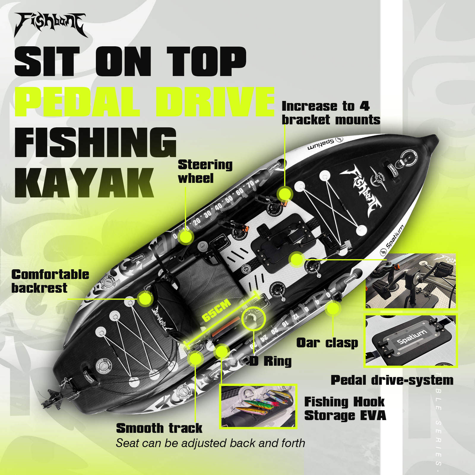 스파티움 낚시 카약 보트 페달 드라이브 싯온탑 페달 드 - Fishing Kayak Pedal Drive 리뷰 및 가격