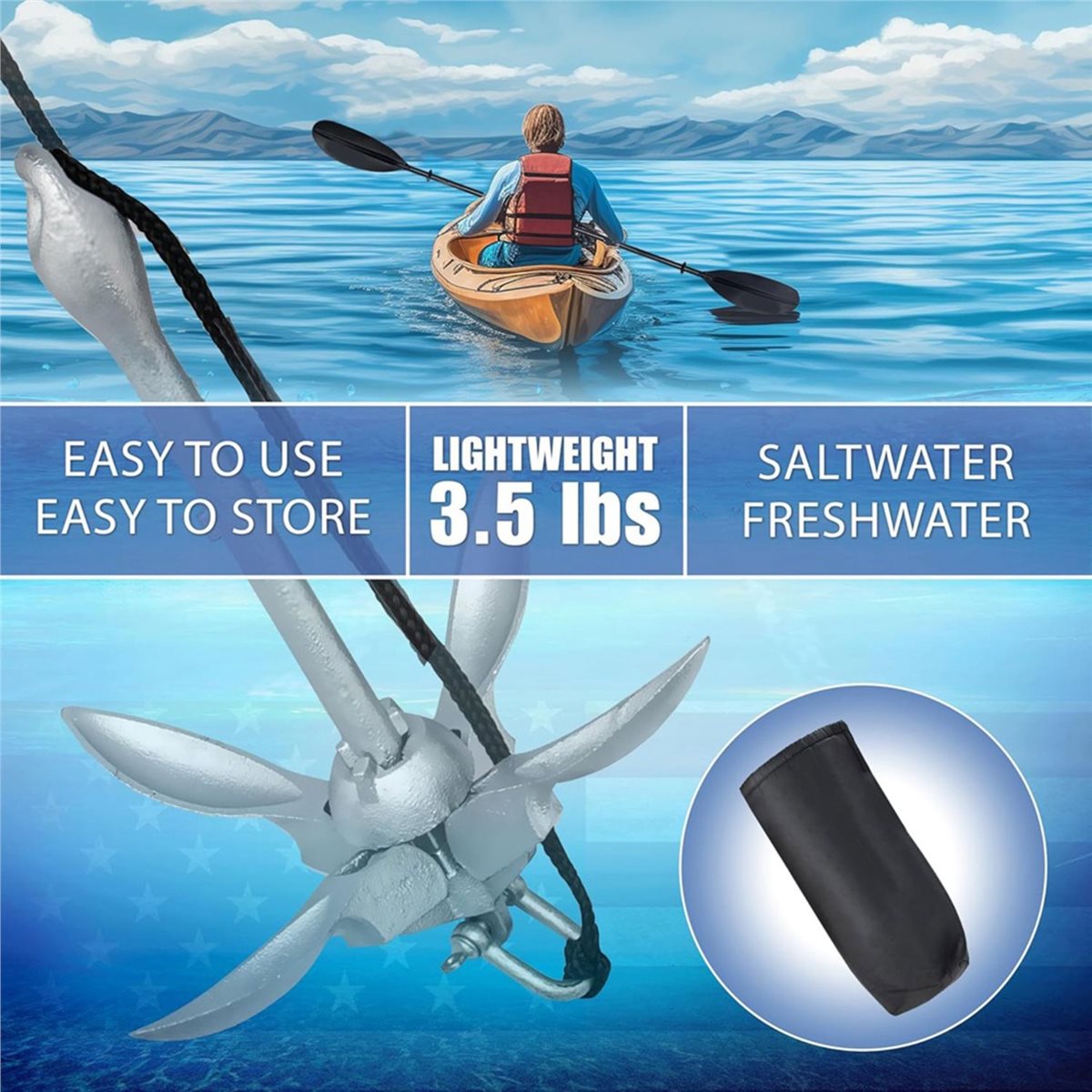 대폭 할인 카약 앵커, 3.5파운드 앵커 시스템 키트  - Fishing Kayak Anchor 리뷰 및 가격