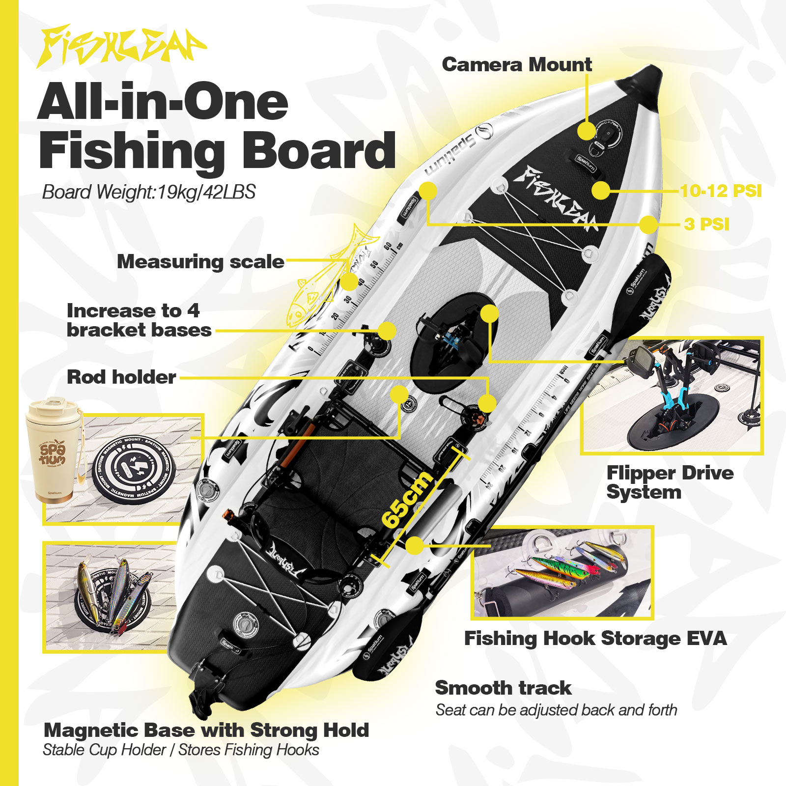 스파티움 11.5피트 플리퍼 페달 드라이브 낚시용 풍선 - Fishing Kayak Seat 리뷰 및 가격